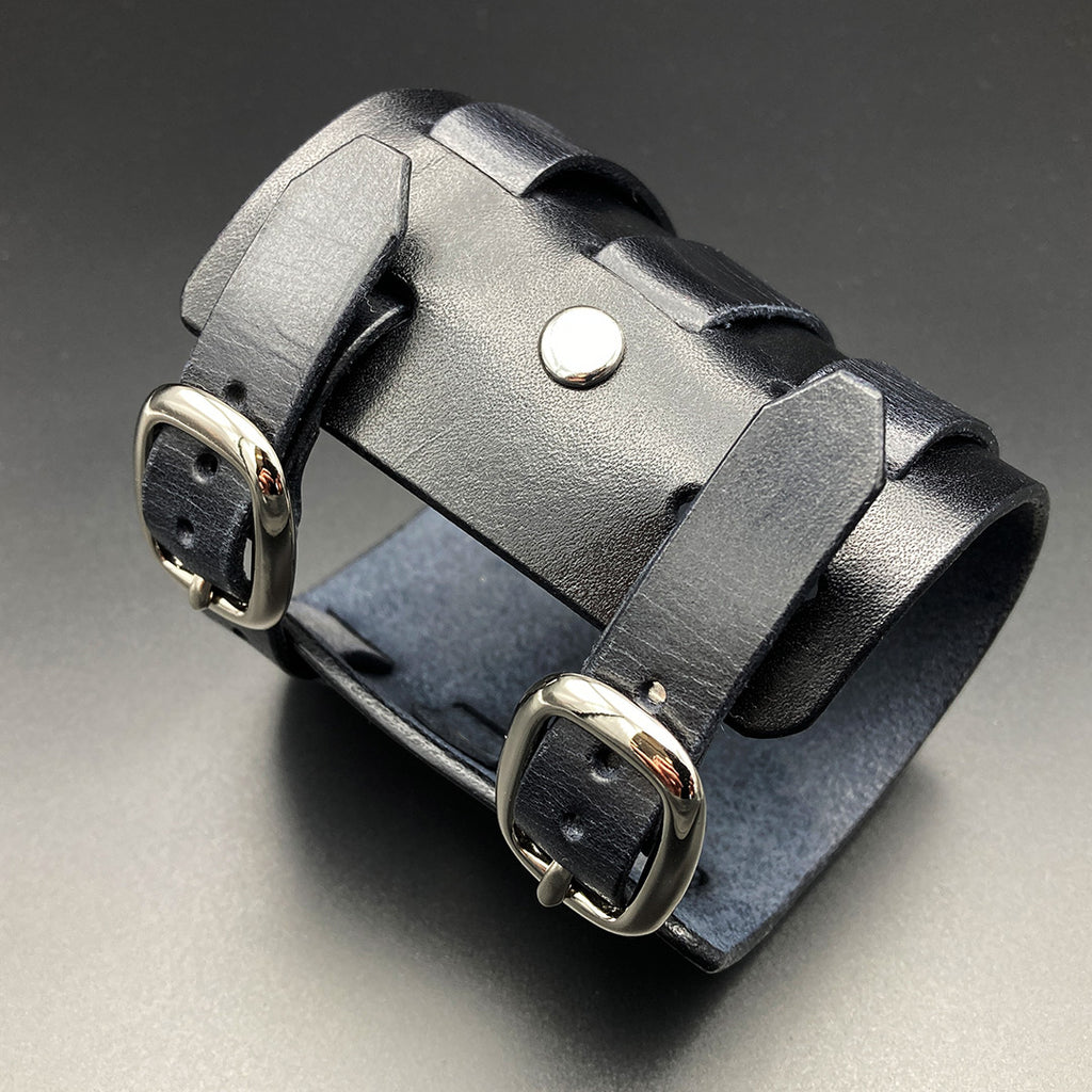 BOUNCER – Breites Lederarmband, schwarz