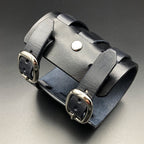 BOUNCER – Breites Lederarmband, schwarz