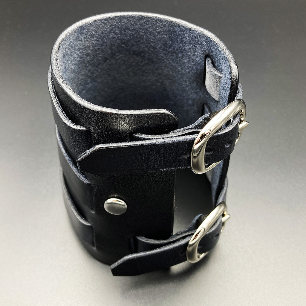 BOUNCER – Breites Lederarmband, schwarz