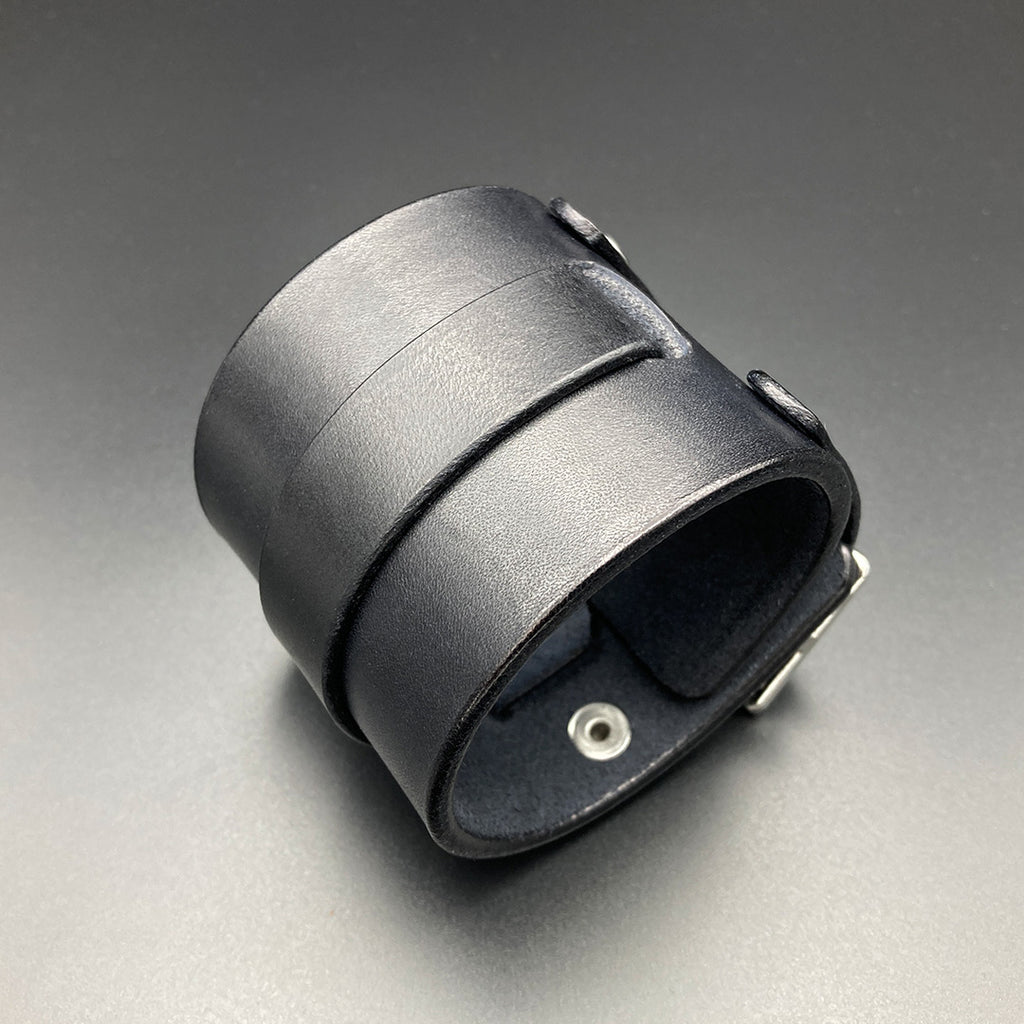 Breites Lederarmband "Johnny-D", schwarz