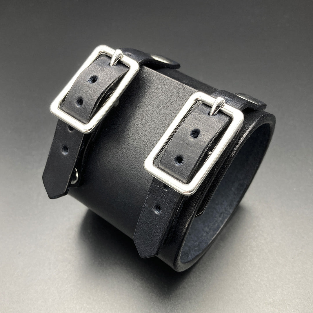 Breites Lederarmband "Pusher", schwarz