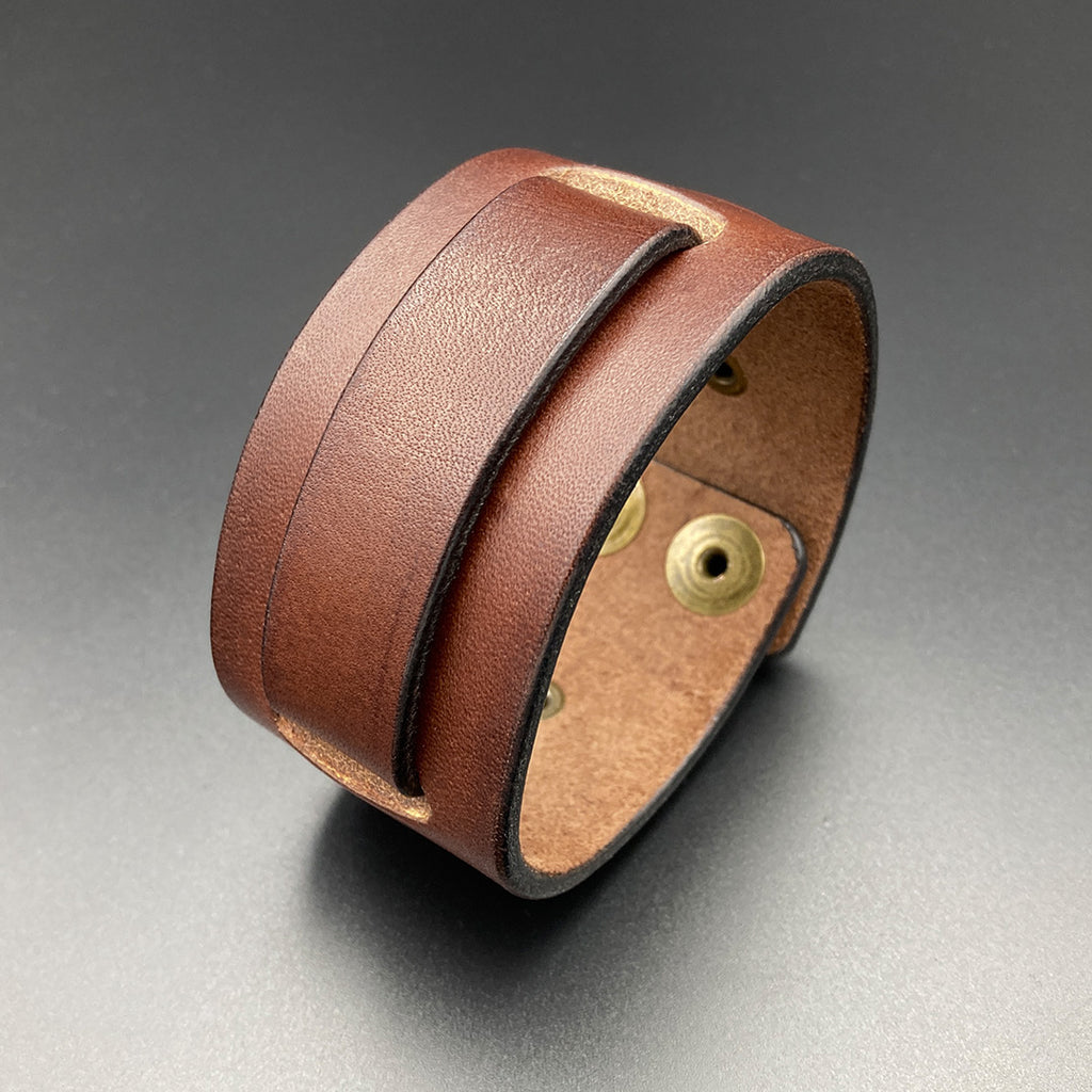 Breites Lederarmband "Trooper", braun